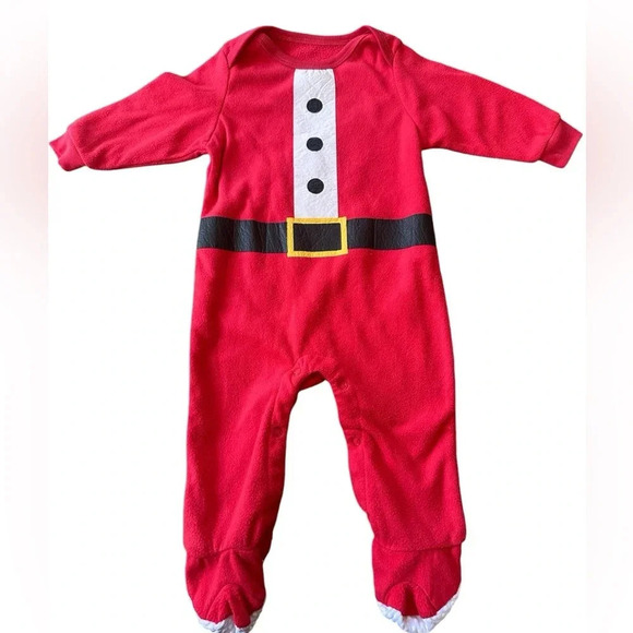 Cuddl Duds Santa Baby Fleece Footed Pajamas Holiday One-Piece Size 3–6 Months - Picture 1 of 7